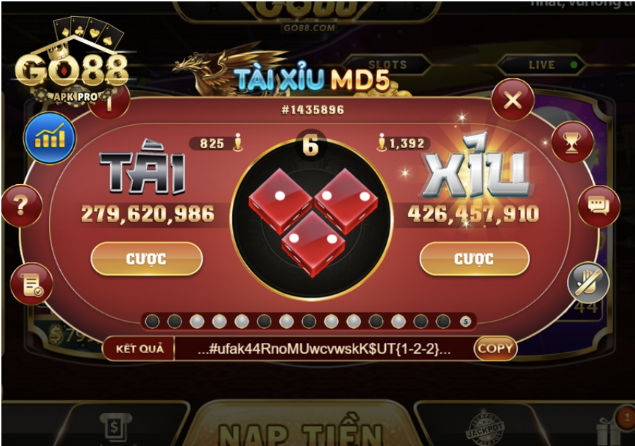 Giao diện tài xỉu Go88 Club